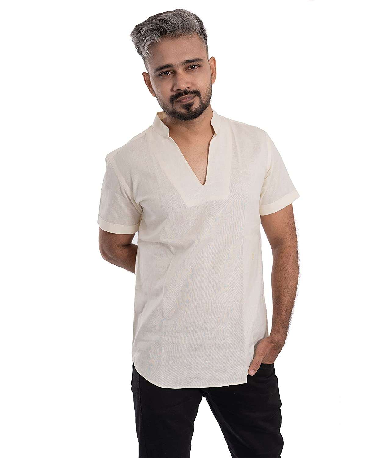 MINC - Buy Patterned Tunic in Orange Khadi Cotton Online