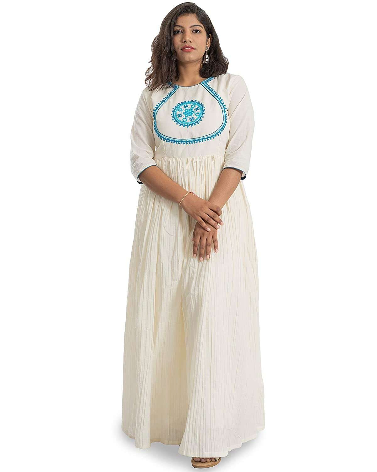 Ridnish Rayon Fabric Designer Coin Lace Attached White Kurti with Double  Pocket and Afghani Salwar Suit Set for Women and Girls (Medium) :  Amazon.in: Fashion